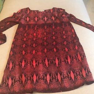 Red and black snake skin shift dress